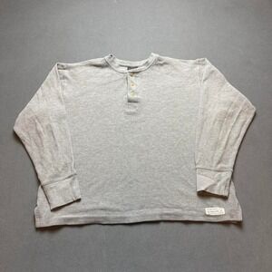 Route 66 Thermal Long Sleeve Shirt Gray Waffle Knit Size L